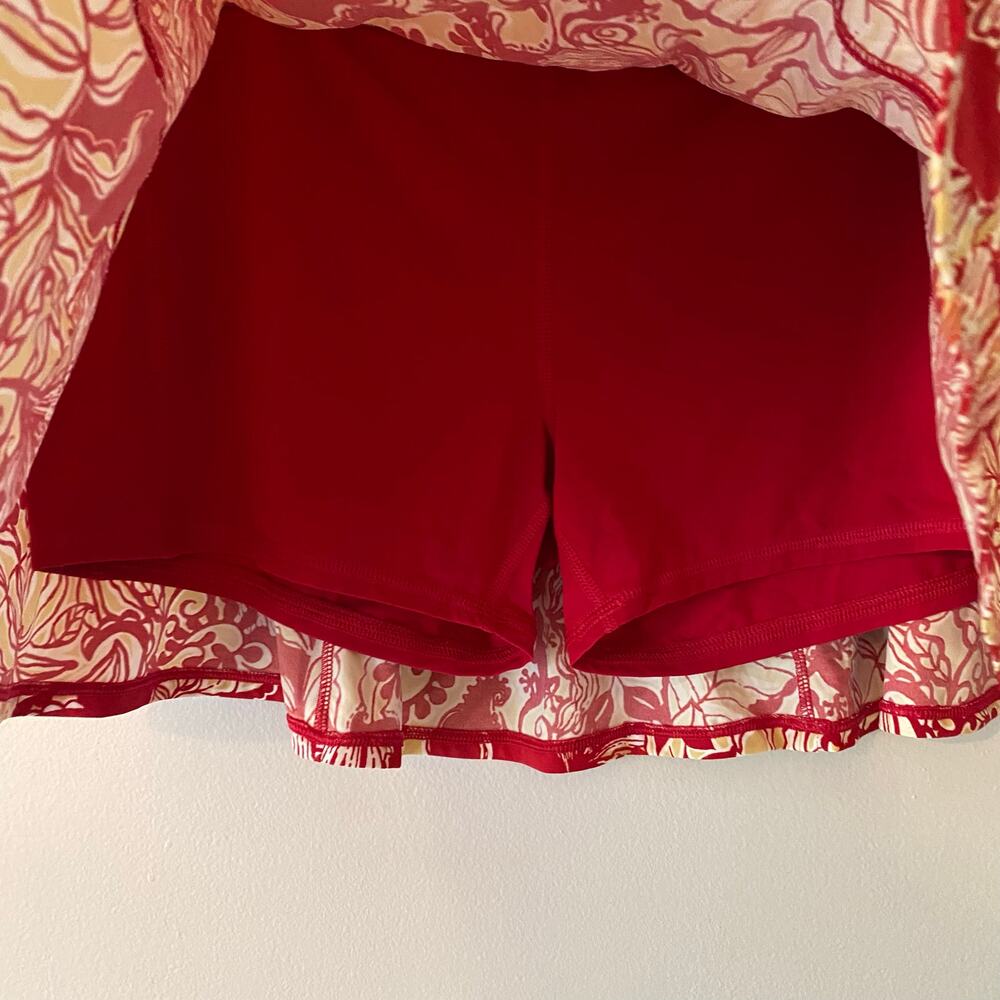 Lilly Pulitzer Luxletic Corrine Skirt Red Yellow Floral Athletic Mini size Large - Picture 5 of 9